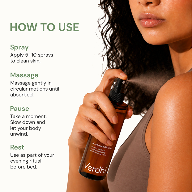 How to use Verdhi Magnesium Oil Spray before bedtime